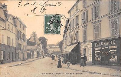 Cpa 95 Saint Ouen L'aumone Rue Saint Lazare Magasin De Pharmacie