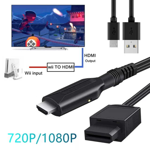  TPFOON Upgraded Version Wii to HDMI Converter + High Speed HDMI  Cable - Wii2 HDMI 1080P 720P HD Connector with 3.5mm Audio Jack Support All  Wii Display Modes, Compatible with Full