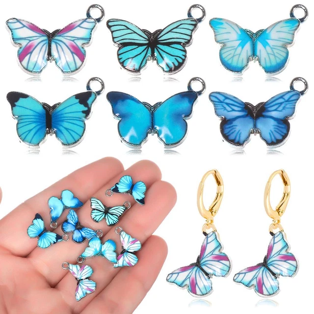 Schmetterling Charme Anhänger von Tieren Blaue Emaille Schmuck von Hand