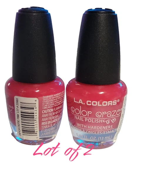 2 L.A. COLORS Nail Polish EXOTIC PINK #434 (LOT OF 2) NEW