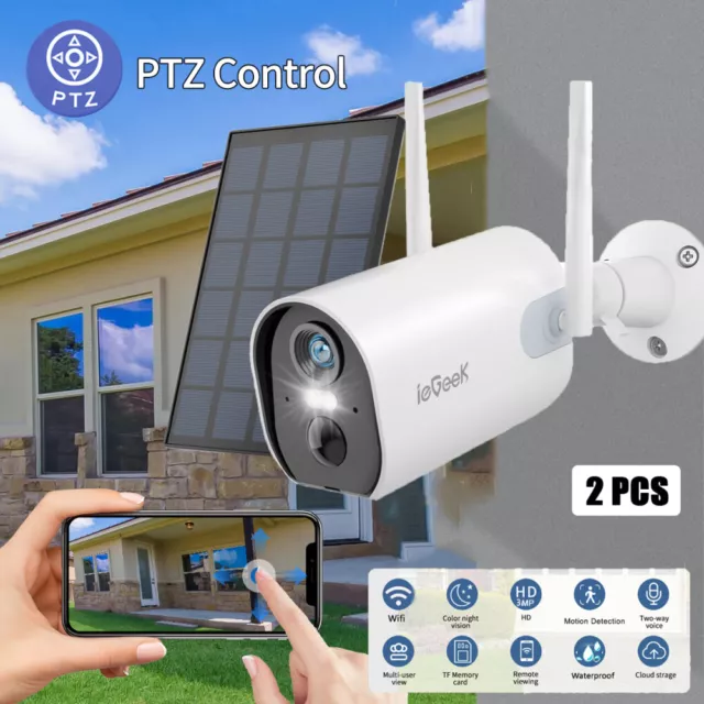 ieGeek 2K Solar Security Camera Outdoor CCTV Wireless Battery Camera WiFi Home