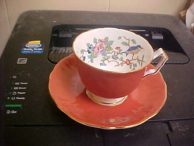 Aynsley Pembroke Crocus Pink? Bone China Cup & Saucer Bluebird    AM0001