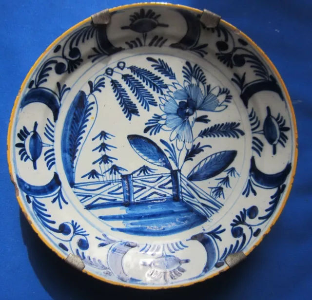 Antique Delft plate - Chinese garden - 18th century