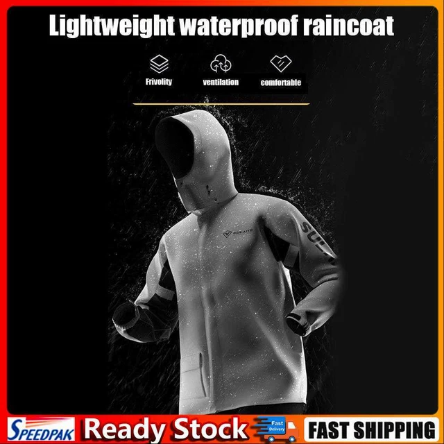 SULAITE Reflective Motorcycle Rain Jacket+Pants with Shoe Covers Grey (XXL)