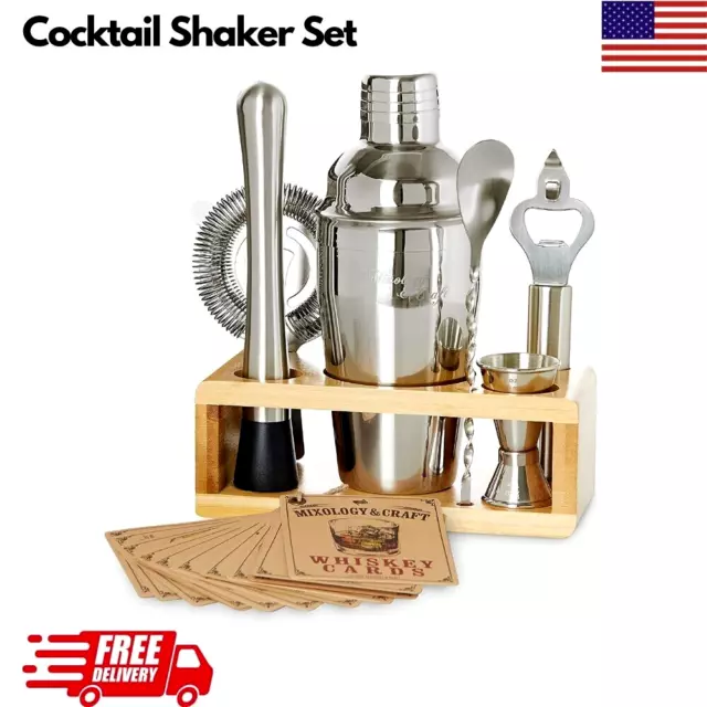 8PC Bartender Kit Martini Cocktail Shaker Set with Stand for Home Bar Tools New