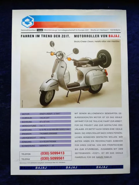 Bajaj Chetak side car Cozy Sunny 25 50 brochure