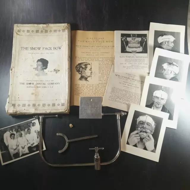 Snow Face Bow, Antique Medical Dental Mouth Guard 5 Dentist Photos And More 1899