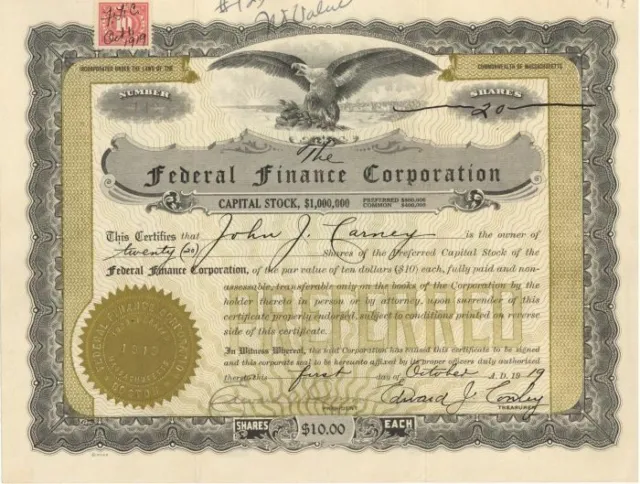 Federal Finance Corporation - Stock Certificate - Banking Stocks