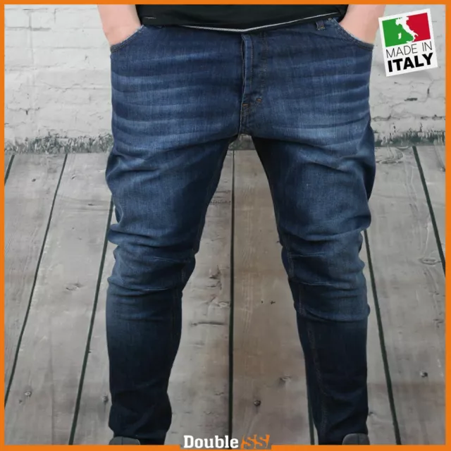 Pantaloni Jeans da Uomo Slim Fit Eleganti Cotone a Cavallo Basso 48 50 Stretti