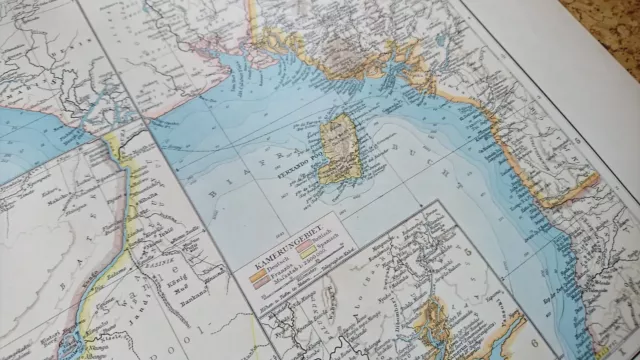 antik Landkarte Westafrika  Kolonien 1899 Kamerun Kongo Sklavenküste 2