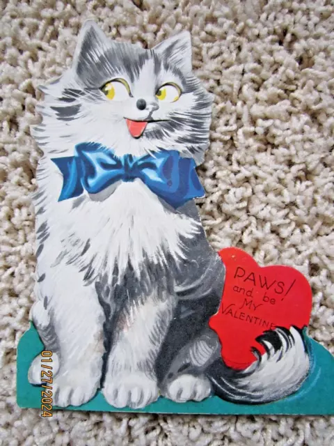 Vintage 1933 Cat/Kitten/Kitty Valentine Mechanical eyes & Envelope Carrington Co