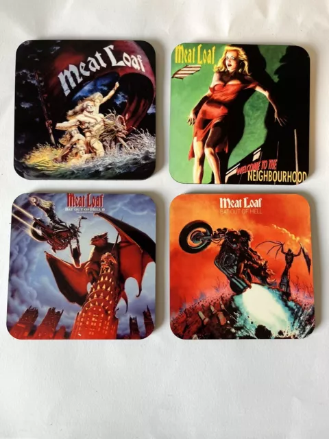 Set of four handmade meatloaf coasters