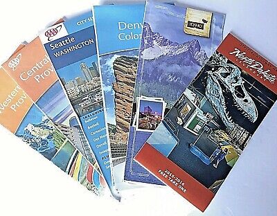 Lot of 6  Road Maps Foldout: Denver, Central &Western States, Seattle, Idaho, ND