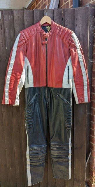 Pelli Moto Vintage Marca Eagle Vera Pelle Tutte In Una Pelle Taglia 42