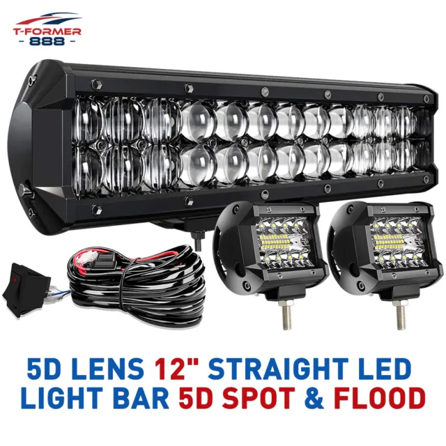 12'' LED Light Bar Combo w/Wiring +4x4" Pods Kit For Polaris RZR ACE GENERAL