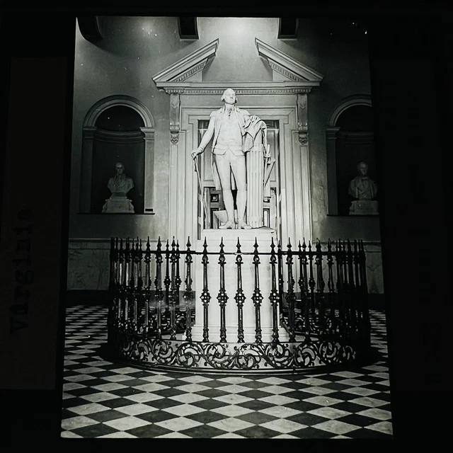 Vtg Magic Lantern Glass Slide Photo Statue of George Washington