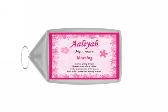 Aaliyah Personalised Name Meaning Keyring