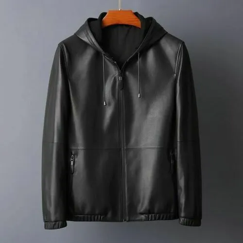New Black Leather Jacket Men Flight/Bomber Pure Lambskin Slim Size S M L XL XXL