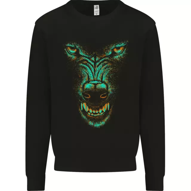 Scary Wolf Face Werewolf Horror Halloween Kids Sweatshirt Jumper