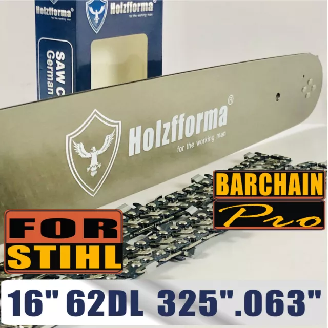 16" Guide Bar Saw Chain Combo .325" .063" 62DL For STIHL MS200 MS210 MS211 MS230