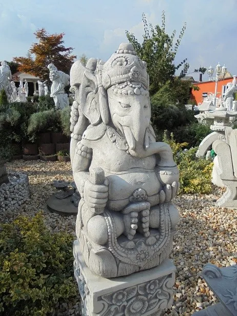 Gartenfiguren, Elefantenbuddha, Ganesha 70 cm, Steinguss, Statuen, Gartendeko