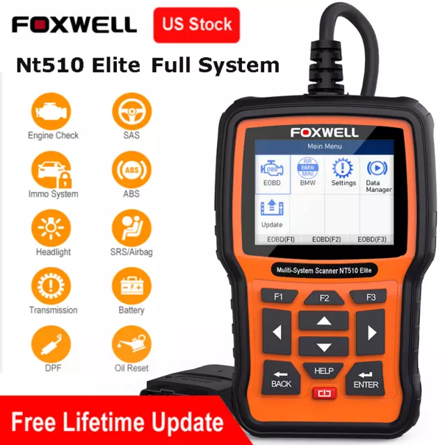 All System OBD2 Scanner Car Diagnostic Scan Tool for Honda Foxwell NT510 Elite