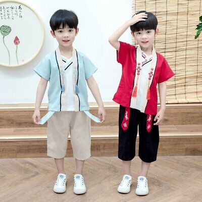 Boy's summer hanfu suit Tang suit Chinese style children's ancient costume t