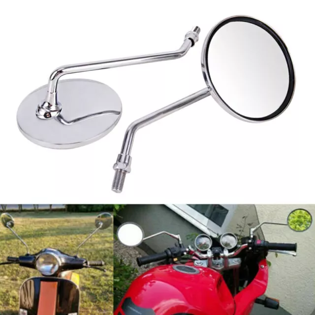 Chrome Universal M10 Motorcycle Mirror Bike/Motorbike Rear View/Side Pair Moped