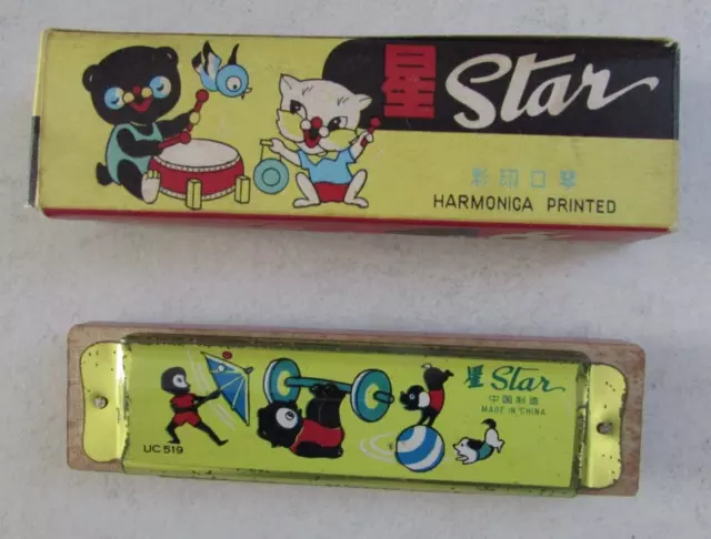Mini Harmonica Star Art. No. UC 519 Jouet ancien avec boîte d'origine