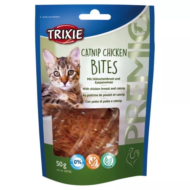 Trixie Premio Catnip Poulet Bites 50 G, Snack pour Chats, Neuf