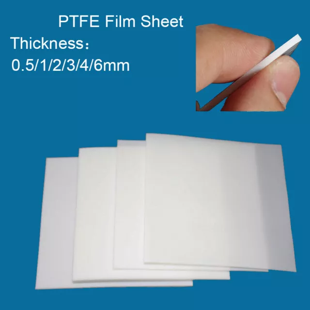PTFE Teflon Zuschnitt Platte Folie Dicke 0,5/1/2/3/4/6 mm Dichtung Weiß Tafel