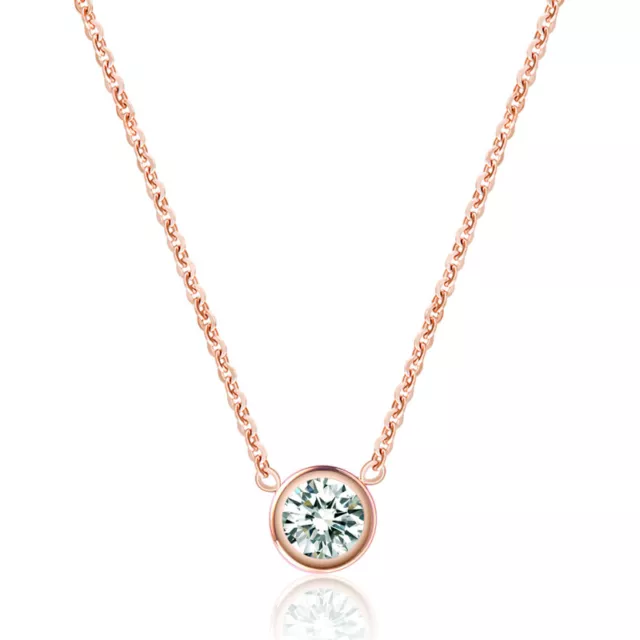 Floray Halskette Rose Gold Edelstahl Kette Zirkonia Anhänger Strass Schmuck Wow