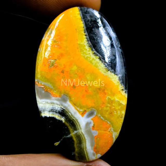 Cts. 34.30 Natural Eclipse Bumble Bee Jasper Cabochon Loose Oval Cab Gemstone