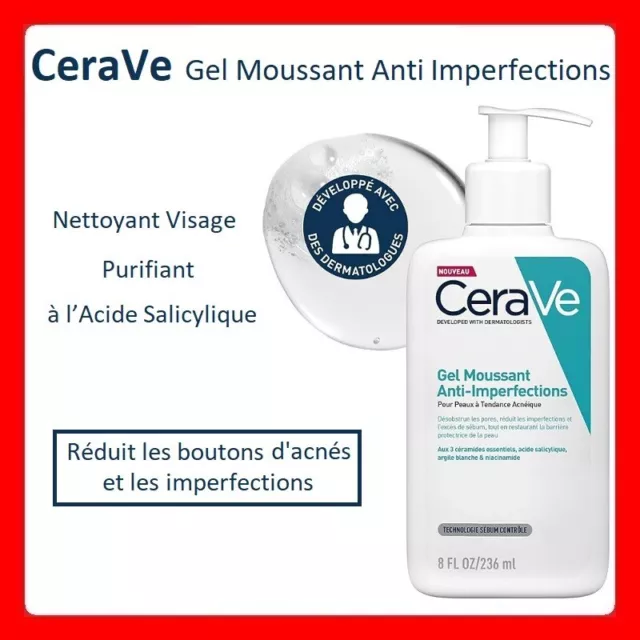 Gel Moussant Anti-Imperfections 236ml Cerave  Gel Nettoyant Visage Purifiant