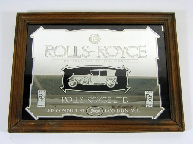 Miroir Publicitaire Vintage Rolls-Royce - Encadré - Objet De Collection