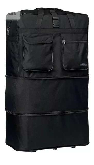 40" Black Expandable Rolling Duffle Bag Wheeled Spinner Suitcase Luggage