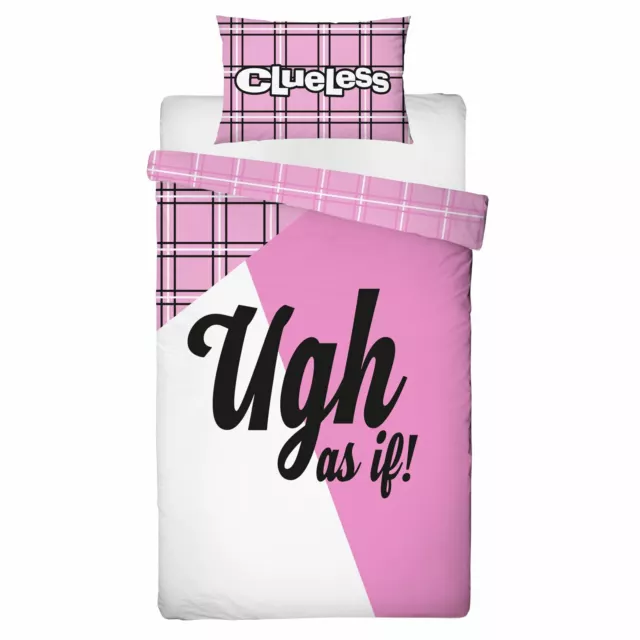 Clueless Bedding Set Single Duvet Cover + Pillowcase 2-in-1 Design Pink Ugh Icon