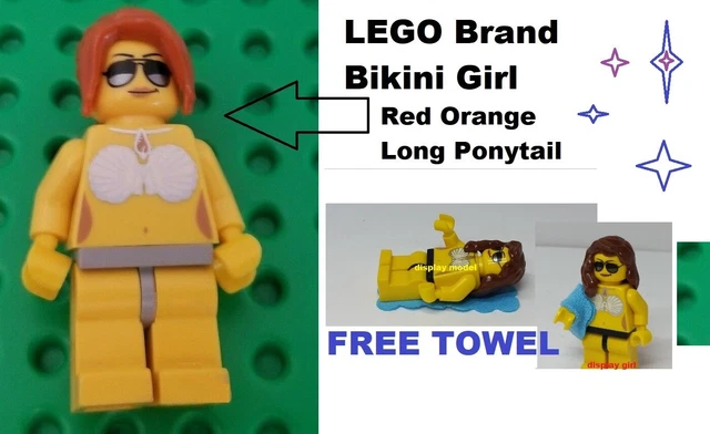 LEGO Bikini Girl Minifigure Shell Bra Swim Walk Mermaid Sunglasses Aviator Towel