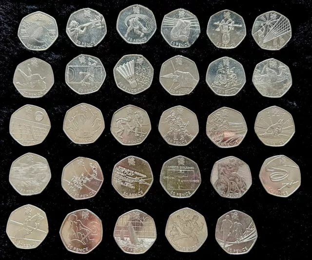 2011 Olympic 50p Fifty Pence Full Coin Set Circulated (London 2012)