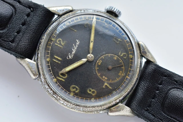 Montre Automatique MWC Aeschbach WW2 Style Militaire - Boîtier Acier Noir 36,5 Mm - Neuf Avec étiquettes