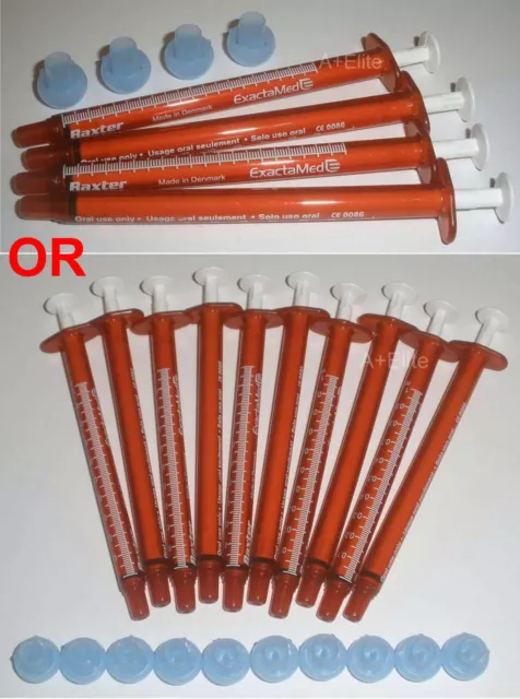 BAXTER BAXA ExactaMed Amber Oral Medicine Syringe Dispenser 1cc/1mL Caps 4/10-PK