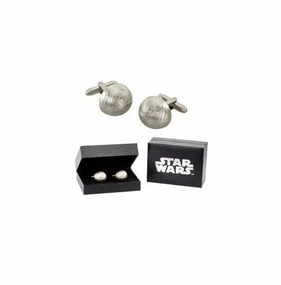 Star Wars Death Star Chrome Cufflinks With Gift Box Perfect Men's Gift Silver SW