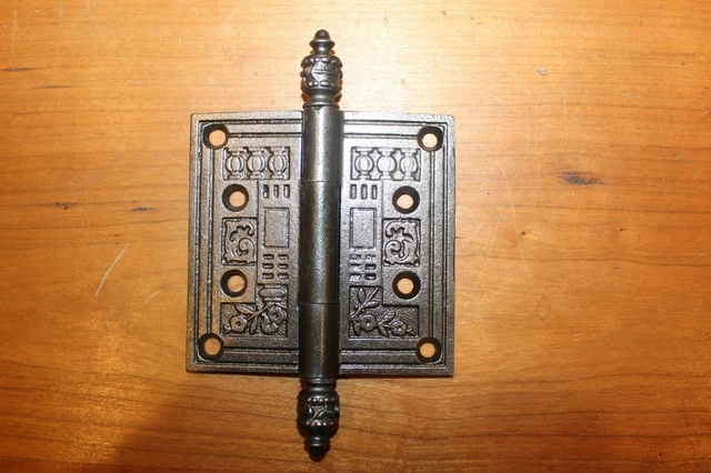 Ornate 3-1/2" X 3-1/2" Victorian Fancy Steeple Tipped Cast Iron Hinge E-2