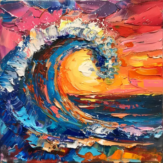 Abstract Sea & Wave Oil Painting Luxury Canvas Wall Art Picture Print Colourful