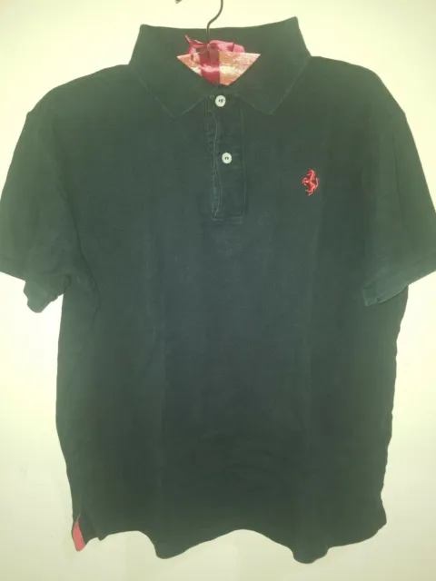 Ferrari Mens Polo Shirt. Official Merchandise, Black With Red Logo Size Medium.