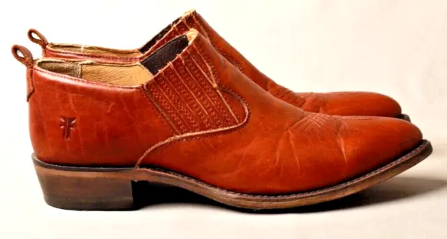Frye Women's Billy Shootie 9.5 M Short Ankle Leather Western Boots Brown Slip On