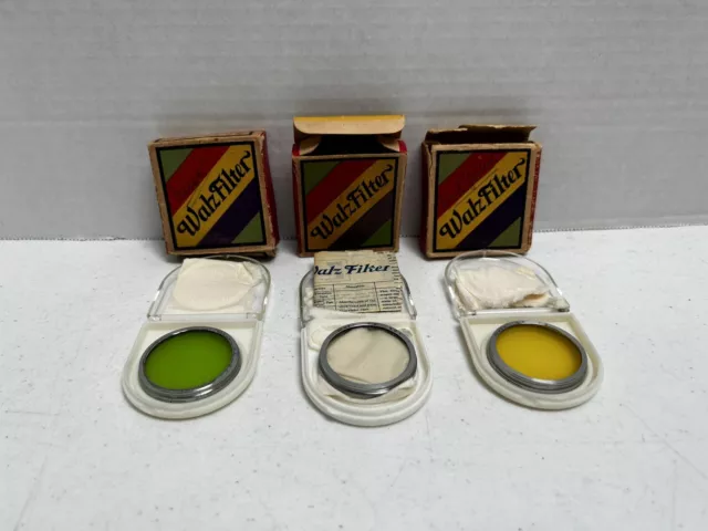 Walz Filter 36mm LOT OF 3 Yellow, Green, Haze In Original Boxes