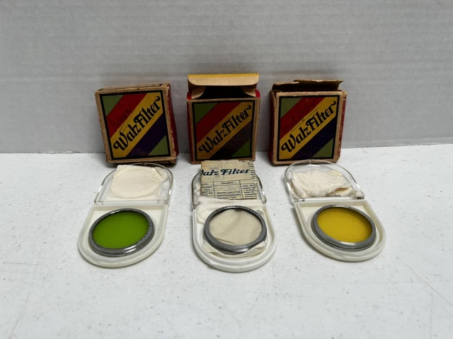 Walz Filter 36mm LOT OF 3 Yellow, Green, Haze In Original Boxes Walz Filter 36mm LOT OF 3 Yellow, Green, Haze In Original Boxes