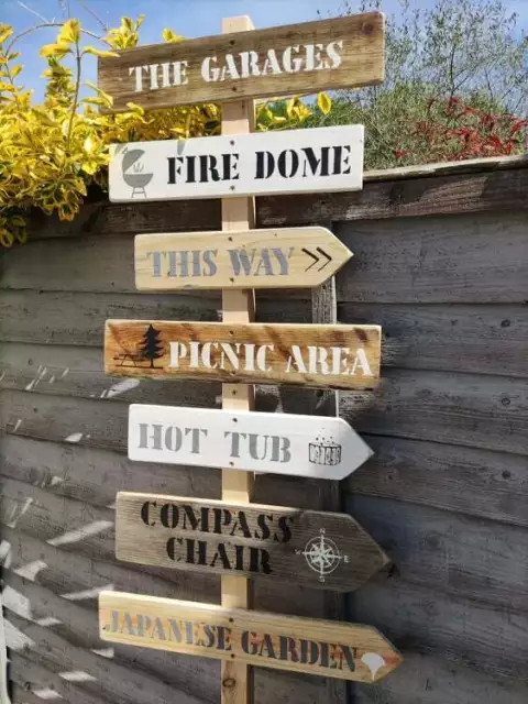 LARGE Personalised Rustic Wedding Signpost Vintage Wooden Wedding Direction SIGN