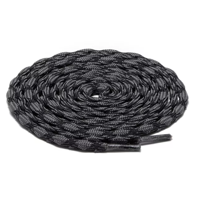 1Pair Wave Gray Black Hiking Work Boot Shoe Laces for 5 6 7 8 eyelets Stay Tied